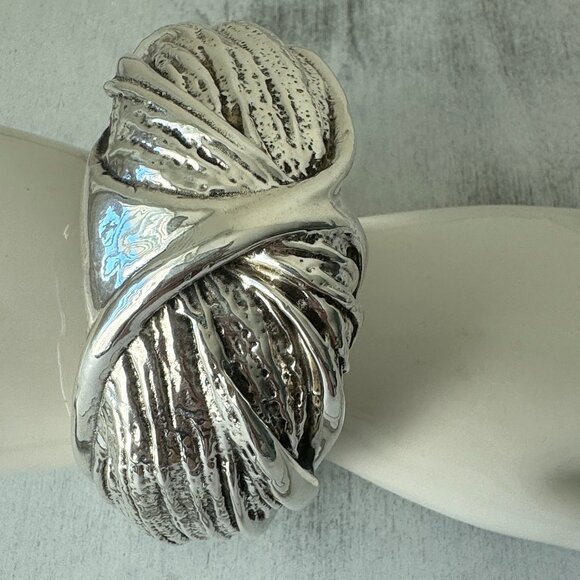 Shablool 925 Sterling Silver Textured Bangle Statement Wide Electroform Bracelet - Picture 6 of 14